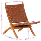 Folding Relaxing Chair Brown Real Leather