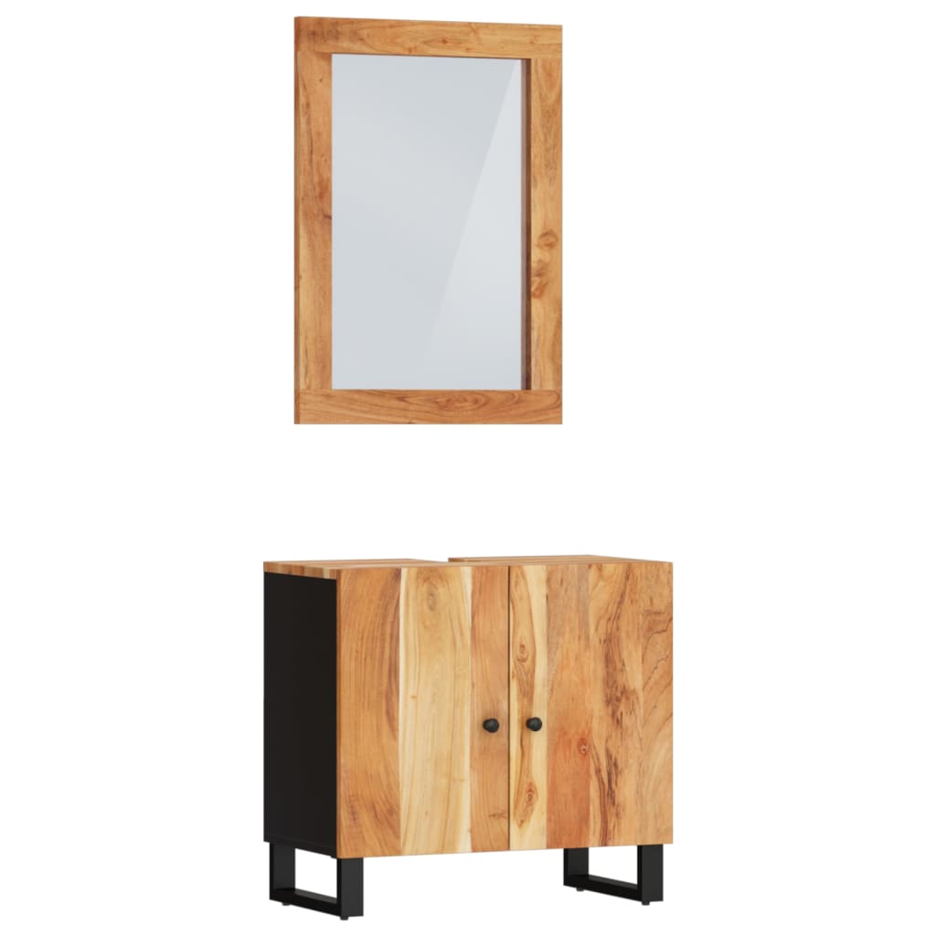 2 Piece Bathroom Furniture Set Solid Wood Acacia