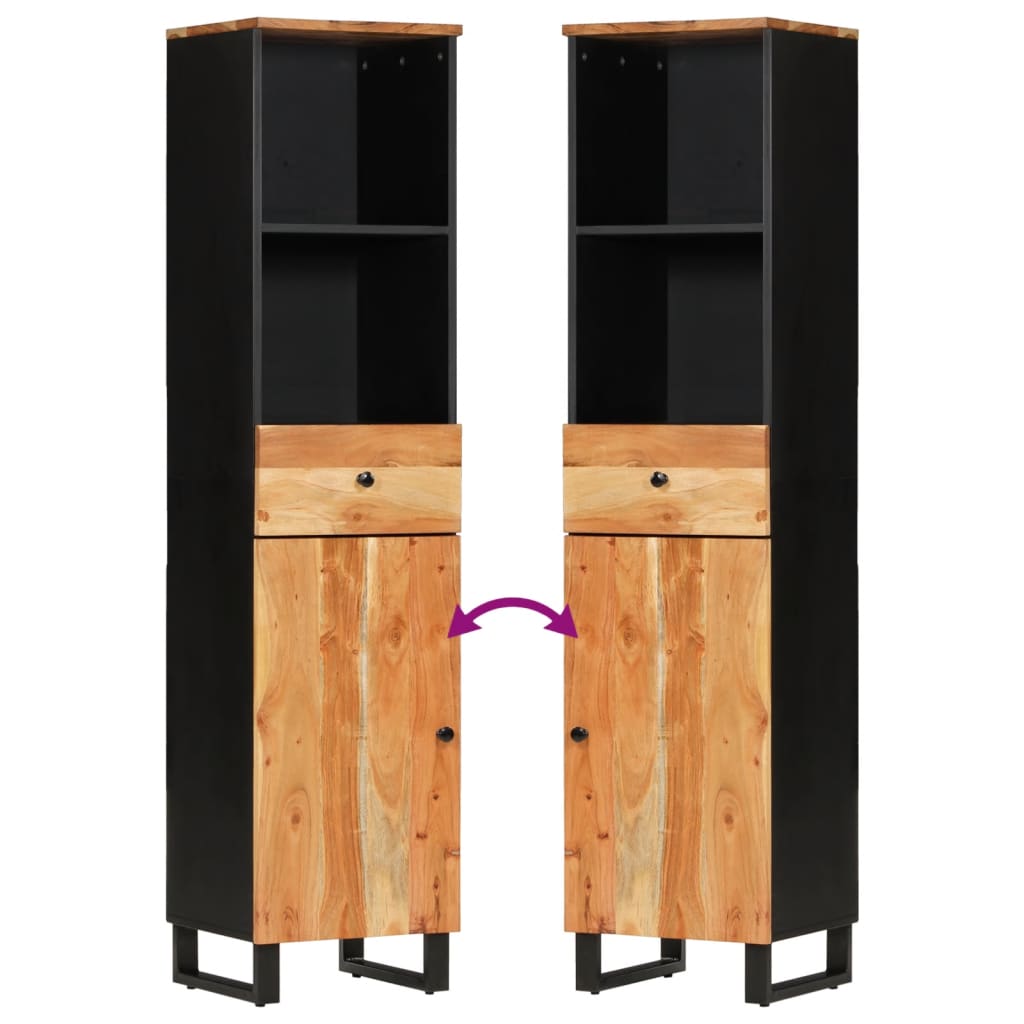 3 Piece Bathroom Furniture Set Solid Wood Acacia