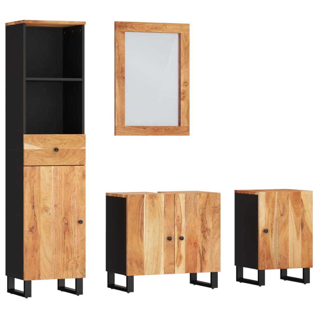 4 Piece Bathroom Furniture Set Solid Wood Acacia