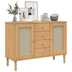 Sideboard SENJA Rattan Look Brown 112x40x80 cm Solid Wood Pine