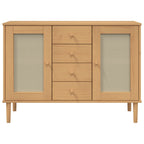 Sideboard SENJA Rattan Look Brown 112x40x80 cm Solid Wood Pine