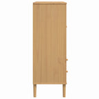 Highboard SENJA Rattan Look Brown 90x40x112cm Solid Wood Pine