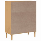 Highboard SENJA Rattan Look Brown 90x40x112cm Solid Wood Pine