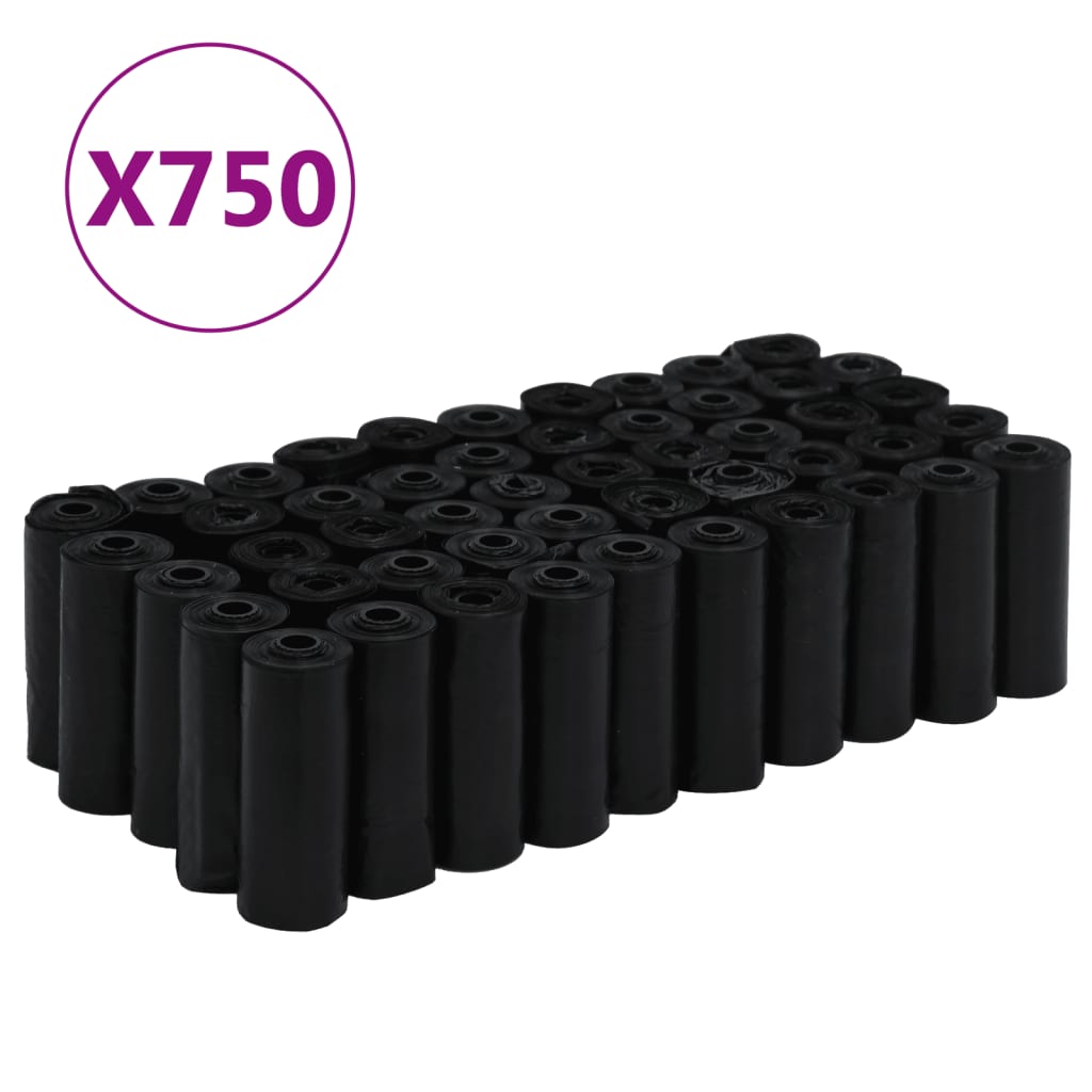 Dog Poop Bags 750 Pcs Black 30X20 Cm Pe