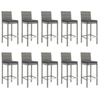 11 Piece Garden Bar Set with Cushions Grey Poly Rattan