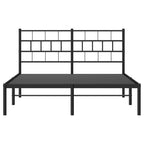 Metal Bed Frame without Mattress with Headboard Black 135x190cm