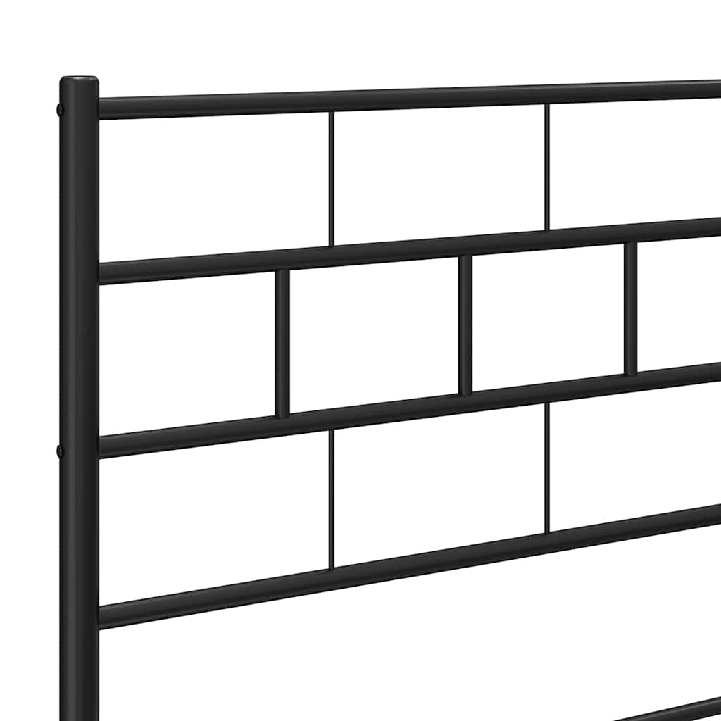 Metal Bed Frame without Mattress with Headboard Black 135x190cm