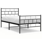Metal Bed Frame without Mattress with Footboard Black 100x190cm