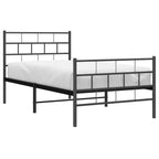 Metal Bed Frame without Mattress with Footboard Black 100x190cm