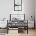 Metal Bed Frame without Mattress with Footboard Black 100x190cm