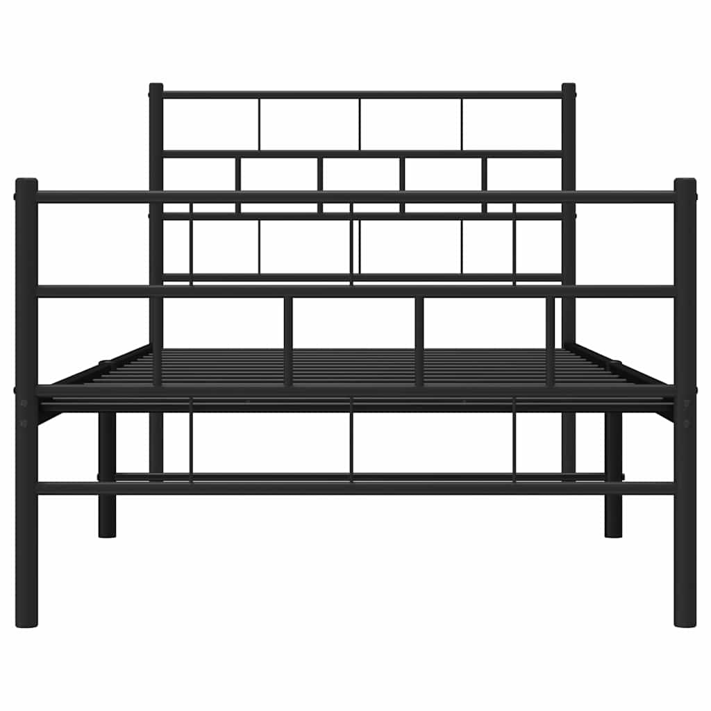 Metal Bed Frame without Mattress with Footboard Black 100x190cm