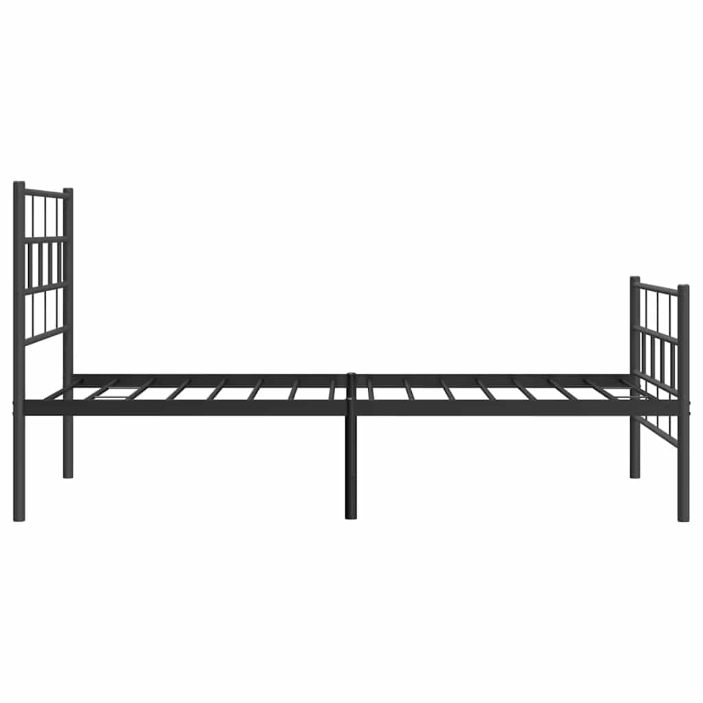 Metal Bed Frame without Mattress with Footboard Black 100x190cm