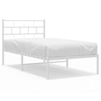 Metal Bed Frame without Mattress with Headboard White 80x200cm