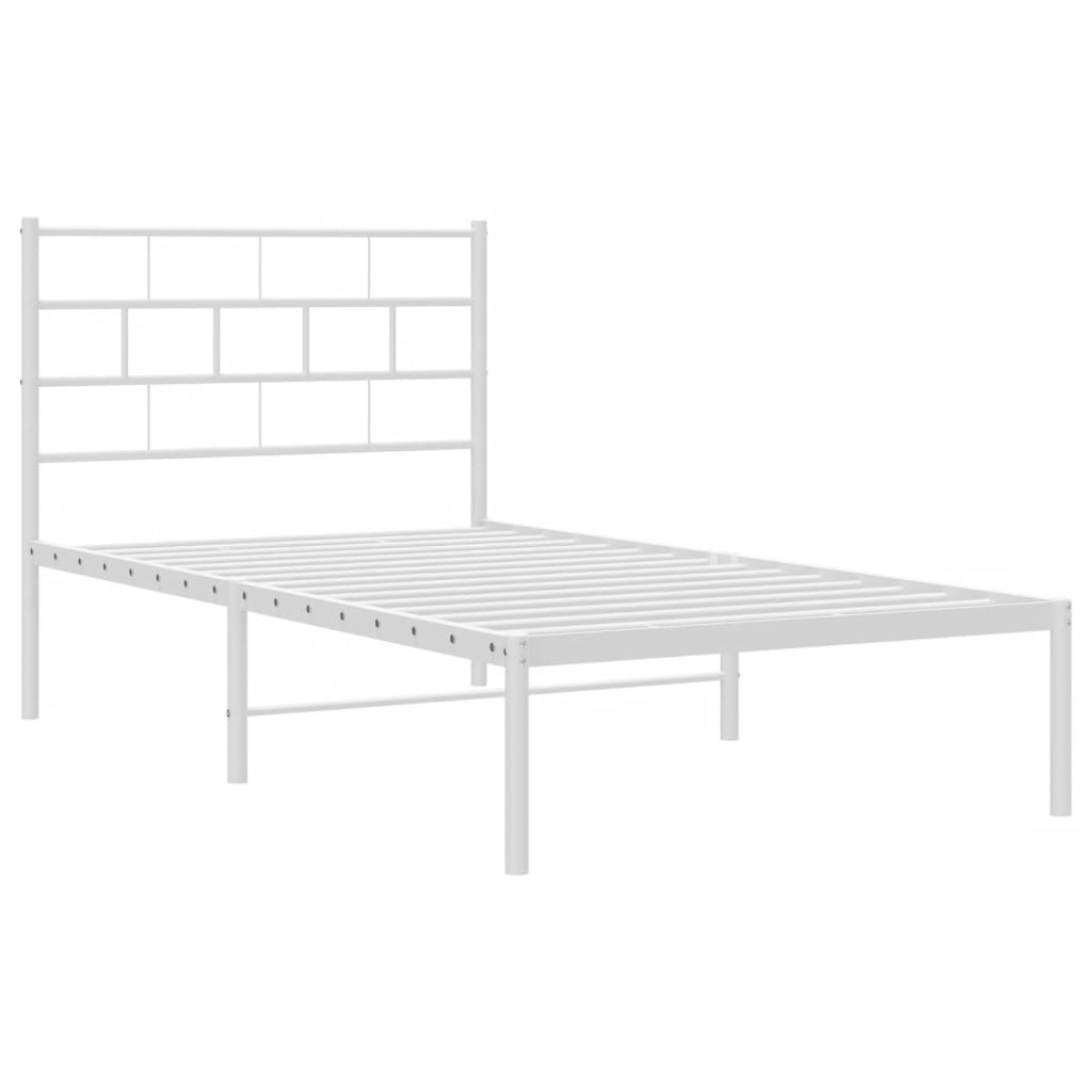 Metal Bed Frame without Mattress with Headboard White 80x200cm
