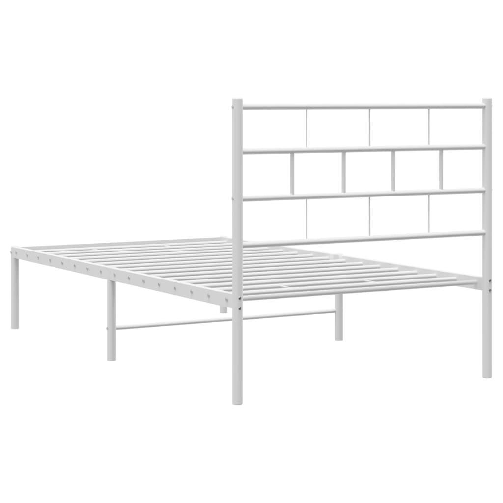 Metal Bed Frame without Mattress with Headboard White 80x200cm