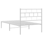 Metal Bed Frame without Mattress with Headboard White 80x200cm