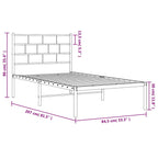 Metal Bed Frame without Mattress with Headboard White 80x200cm