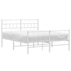 Metal Bed Frame without Mattress with Footboard White 135x190cm