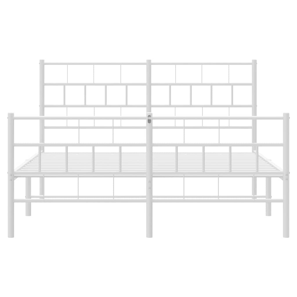 Metal Bed Frame without Mattress with Footboard White 135x190cm