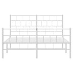 Metal Bed Frame without Mattress with Footboard White 135x190cm