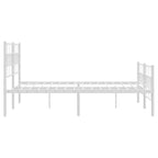 Metal Bed Frame without Mattress with Footboard White 135x190cm