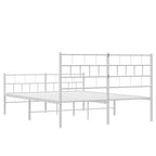 Metal Bed Frame without Mattress with Footboard White 135x190cm