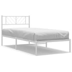 Metal Bed Frame without Mattress with Headboard White 80x200cm