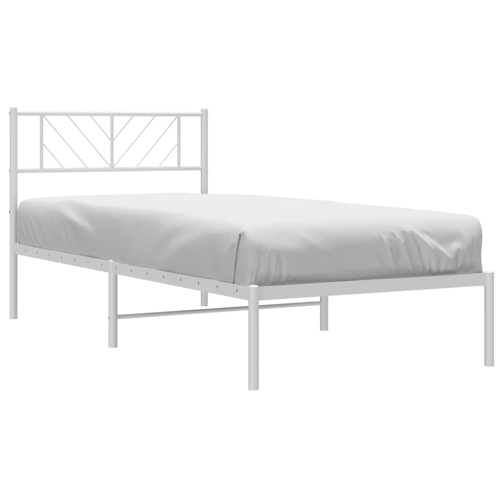 Metal Bed Frame without Mattress with Headboard White 80x200cm