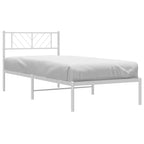 Metal Bed Frame without Mattress with Headboard White 80x200cm