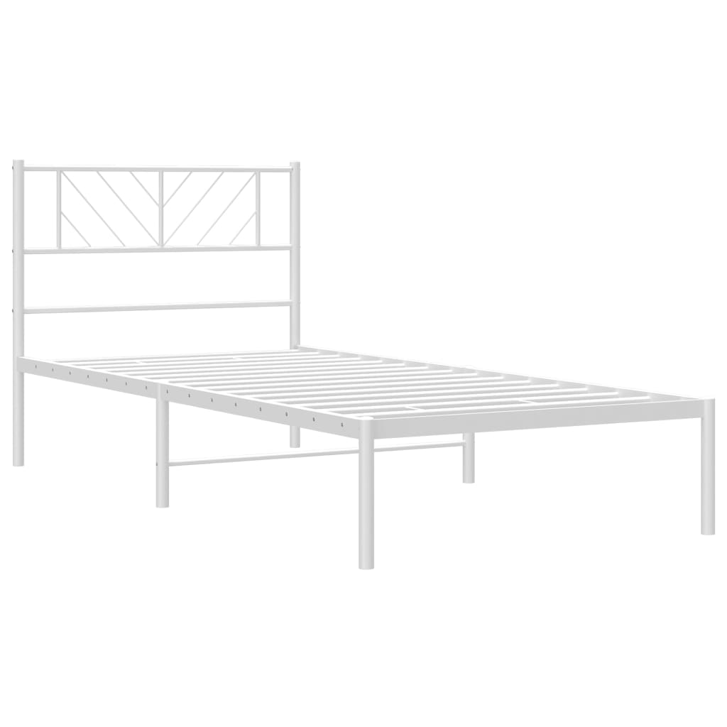 Metal Bed Frame without Mattress with Headboard White 80x200cm