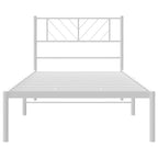 Metal Bed Frame without Mattress with Headboard White 80x200cm