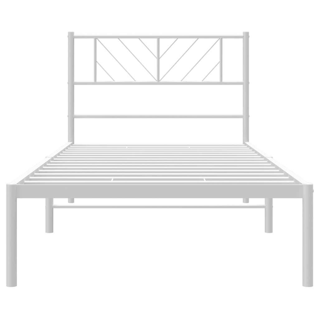 Metal Bed Frame without Mattress with Headboard White 80x200cm