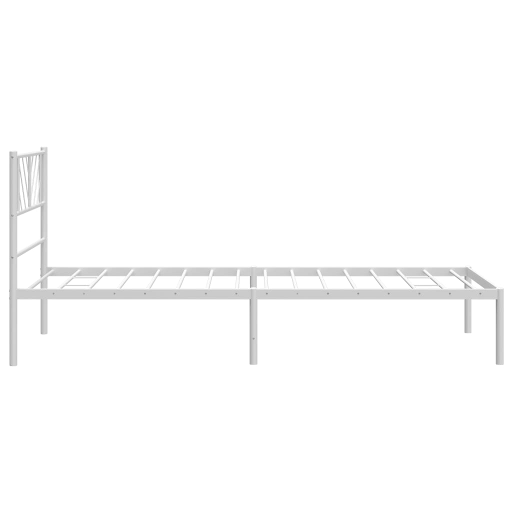 Metal Bed Frame without Mattress with Headboard White 80x200cm