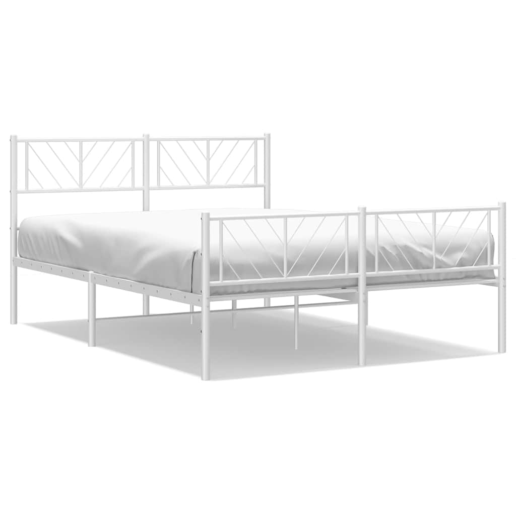 Metal Bed Frame without Mattress with Footboard White 150x200cm