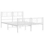 Metal Bed Frame without Mattress with Footboard White 150x200cm