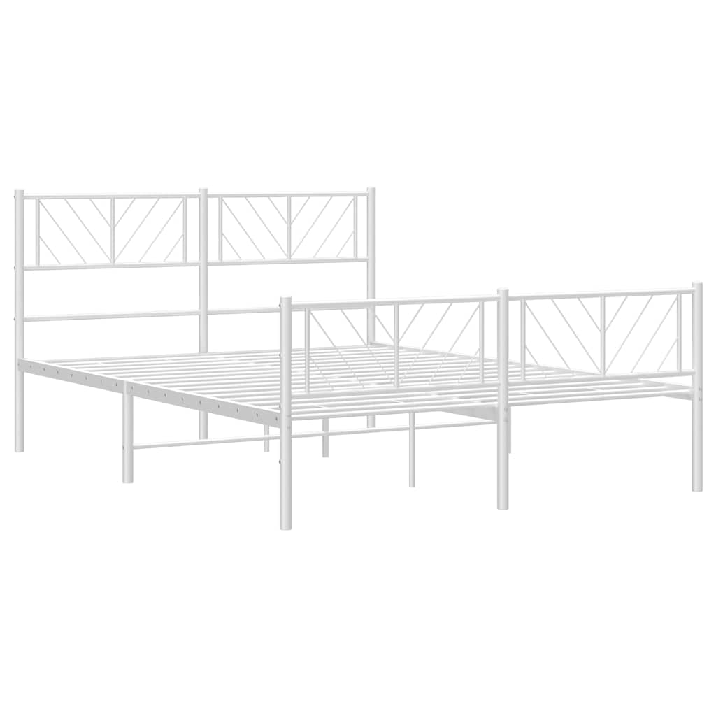 Metal Bed Frame without Mattress with Footboard White 150x200cm