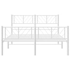 Metal Bed Frame without Mattress with Footboard White 150x200cm