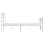 Metal Bed Frame without Mattress with Footboard White 150x200cm