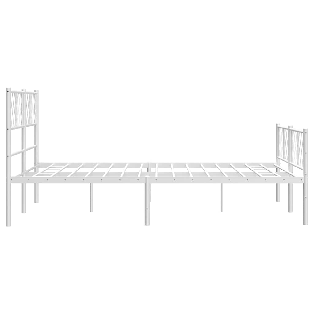 Metal Bed Frame without Mattress with Footboard White 150x200cm