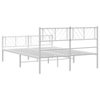 Metal Bed Frame without Mattress with Footboard White 150x200cm