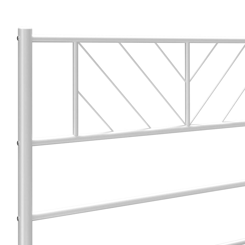 Metal Bed Frame without Mattress with Footboard White 150x200cm