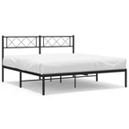 Metal Bed Frame without Mattress with Headboard Black 120x190cm