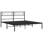 Metal Bed Frame without Mattress with Headboard Black 120x190cm