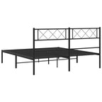 Metal Bed Frame without Mattress with Headboard Black 120x190cm