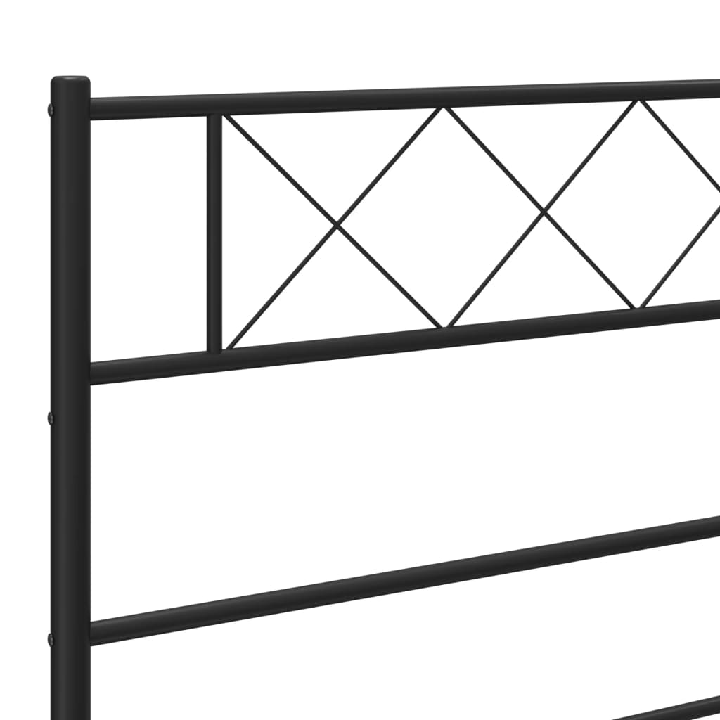 Metal Bed Frame without Mattress with Headboard Black 120x190cm