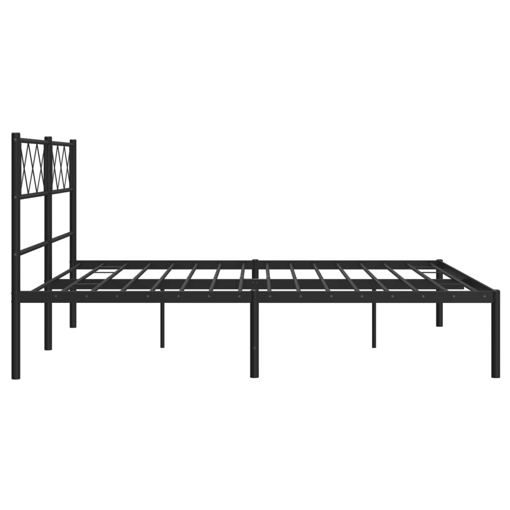 Metal Bed Frame without Mattress with Headboard Black 140x190cm