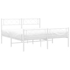 Metal Bed Frame without Mattress with Footboard White 120x200cm