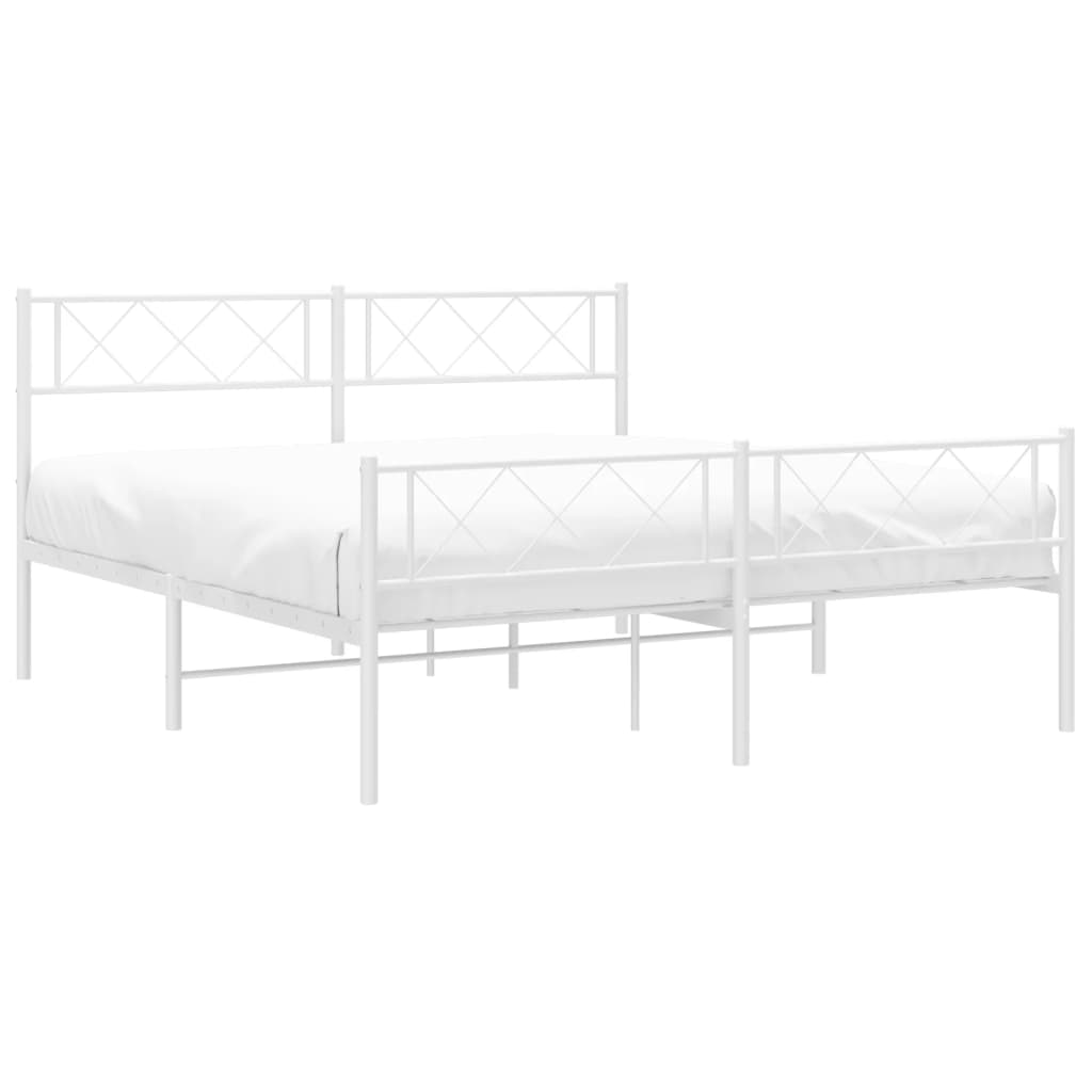 Metal Bed Frame without Mattress with Footboard White 120x200cm