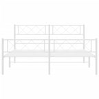 Metal Bed Frame without Mattress with Footboard White 120x200cm